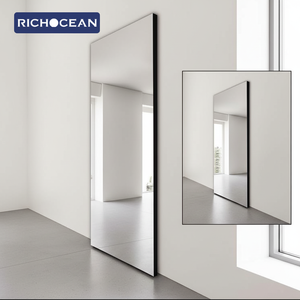 Porte coulissante intérieure sur mesure RICHOCEAN, porte fantôme pour chambre à coucher, miroir sans rail, porte coulissante en verre suspendue, Porta Scorrevole - Product Image 4