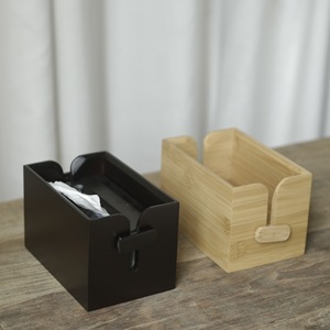 Caja de pañuelos de bambú con asa, forma rectangular, para sala de té, caja de almacenamiento estilo Zen chino retro, pañuelos extraíbles - Product Image 4