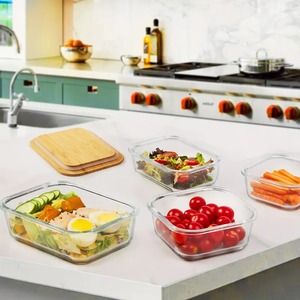 Fiambreras de vidrio sin BPA con tapas de bambú Aptas para microondas y congelador para almacenamiento de preparación de comidas y contenedores de alimentos de viaje - Product Image 4