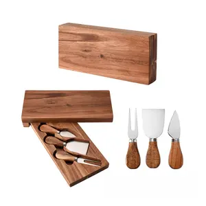 Wooden Cheese Board and Knife Set Charcuterie Board Serving Tray Wine Meat Cheese Platter