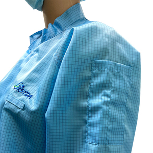 ALLESD antipolvere colore blu personalizzato ricamo ESD abito antistatico uniforme camera bianca uniforme - Product Image 5