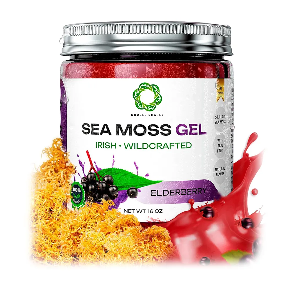 Sea Moss Gel Elderberry 16Oz Supercharge Health Raw Wildcrafted Irish Seamoss Antioxidant Rich Vegan Superfood免疫サポート