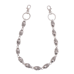 โซ่คาดเอวรูปโครงกระดูก ดีไซน์หัวกะโหลกแบบทิเบต สีเงิน สไตล์ฮิปฮอป เครื่องประดับแฟชั่นฮาโลวีนสำหรับผู้ชายและผู้หญิง - Product Image 5