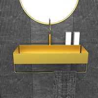 Lavabo carré mural en acier inoxydable 304, design moderne, couleur personnalisée, finition électrolytique, taille sur mesure