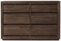 Commode à 6 tiroirs de style américain moderne, en chêne massif blanc lavé, pour chambre à coucher ou salon, avec poignées écologiques