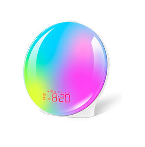 Réveil électronique LED avec simulation de lever et de coucher de soleil, lumière d'ambiance RGB, lumière de chevet, <span class=keywords><strong>bruit</strong></span> blanc - Product Image 6