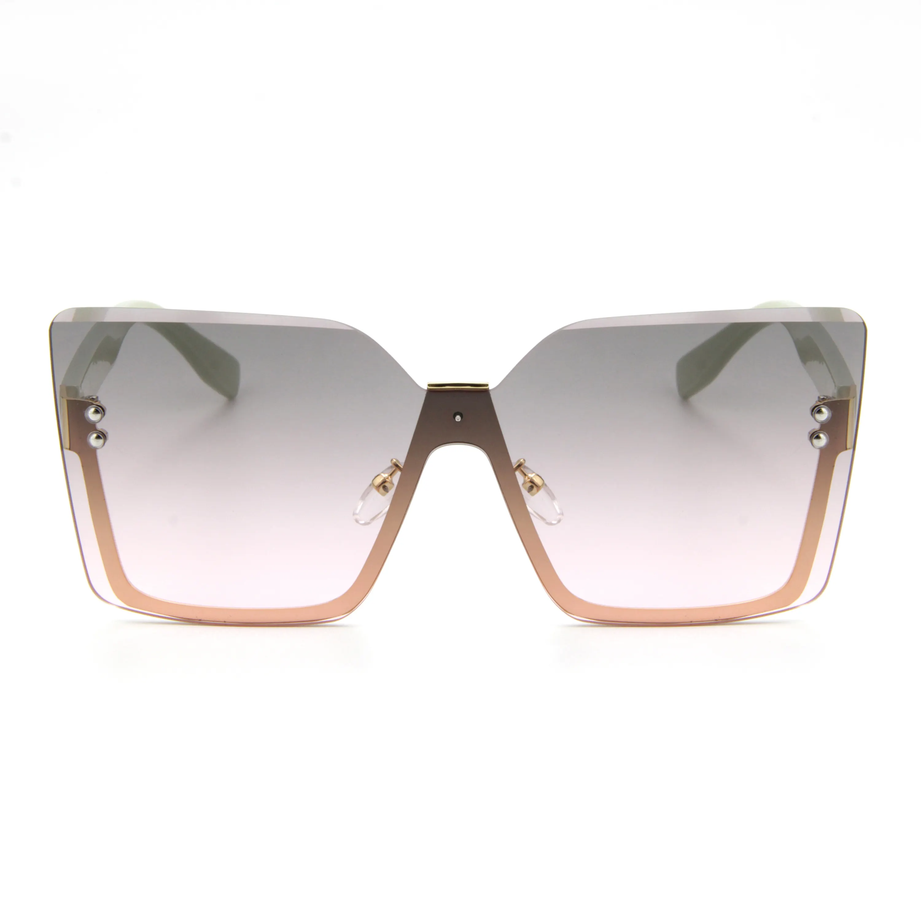 Nouvel arrivage de lunettes de soleil tendances et luxueuses carrées, grandes, demi-monture sans monture, lunettes de soleil pour femmes