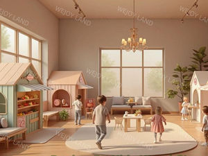 Berpura-pura kota anak-anak dalam ruangan tempat bermain peralatan Playhouse kayu kedai kopi rumah bermain peran zona permainan dalam ruangan - Product Image 4