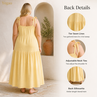 Robe longue d'été Yegao grande taille pour femme, en coton, avec corsage smocké, coupe ajustée pour courbes, décontractée, écologique, naturelle, commande personnalisée