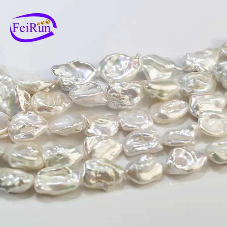 Feirun-Hilo de perlas naturales de agua dulce auténtica, tamaño grande, irregular, fábrica keshi, 13-15mm, venta al por mayor