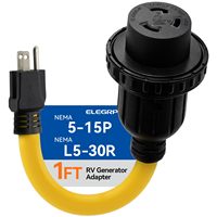 Adaptor RV ELEGRP Sesuai Standar UL 30 Amp, Kabel Adaptor NEMA 5-15P ke L5-30R, Adaptor Daya Dogbone Generator RV 15A ke 30A