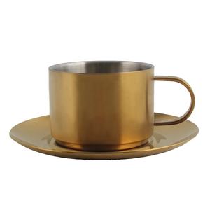 Ensemble de tasses à café en acier inoxydable, ensemble de tasses à café isolées à double paroi, mugs à thé au lait avec soucoupe - Product Image 2