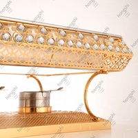 Plats de Chef 9L Luxe Or, Plat à Réchaud Divisé, Ensemble de Traiteur, Buffet de Mariage, Serveur en Acier Inoxydable et Verre pour Table