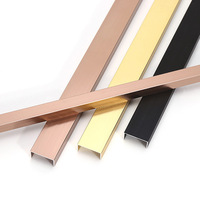 Strip Trim Titanium Gold, Aluminium Alloy, Saluran Berbentuk U, Strip Dekoratif Logam Stainless Steel untuk Dinding dan Plafon