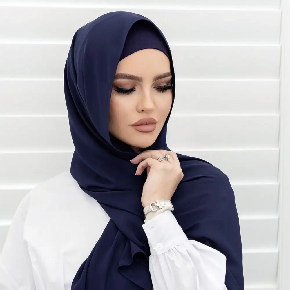 Conjunto de xale chiffon respirável com combinação de cores, conjunto de hijab de mesmo matiz, venda imperdível de 2024