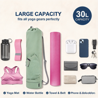Tas Matras Yoga Tahan Air Tali Bahu Dapat Disesuaikan Kantong Botol Kompartemen Basah Ber-resleting Kapasitas Besar Tas Olahraga