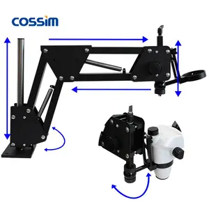 COSSIM 6.5~55X Gem Jewelry Tools Equipment Diamond Setting Zoom Microscope Machine Stand With Head Holder For Jewelry Inspection