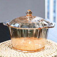 Grande casserole en verre de haute qualité, en borosilicate, pour la cuisine à domicile, avec couvercle
