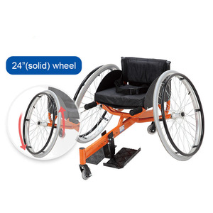 <span class=keywords><strong>Fauteuil</strong></span> <span class=keywords><strong>roulant</strong></span> de sport en aluminium manuel certifié CE avec revêtement en poudre orange, repose-pieds réglable - Modèle de course léger - Product Image 2