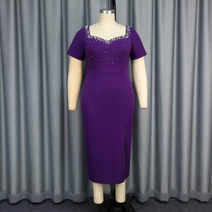 中国工厂紫色Midi派对裙长铅笔裙紧身铅笔裙女士优雅 - Product Image 3