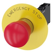 Original Siemens Allemagne Bouton-poussoir champignon d'arrêt d'urgence, 22 mm 3SU1150-1HA20-1FG0 Bouton de commutation Siemens