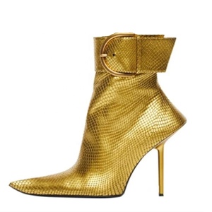 Bottines sexy à grande boucle pour femme, talon fin, bout pointu, fermeture éclair, chaussures de soirée, couleurs personnalisées - Product Image 5