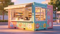 Conteneur de luxe 20 pieds/40 pieds pour boutique de desserts, glacier, boutique éphémère, kiosque de vente personnalisable, boutique mobile