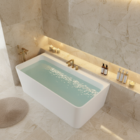 Baignoire autoportante en pierre artificielle à surface solide, écologique et moderne, avec drain – Idéale pour les projets de salles de bain et d'hôtels