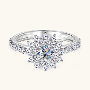 Lead-free Snowflake Imitation Moissanite or 5A Zircon Ring for Women Trendy Jewelry Wholesale Copper Brass Jewellery - Product Image 2