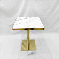 Table d'appoint de table en acrylique de taille personnalisée Table à manger avec base en or Petite table basse ronde carrée pour café
