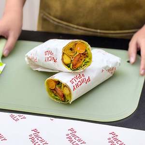 Papier d'emballage pour hamburger, sandwich, burger, personnalisé avec logo imprimé, de qualité alimentaire, imperméable, enduit de PE, résistant à la graisse - Product Image 4