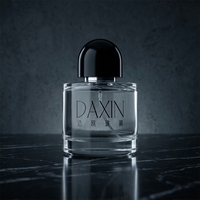 Flacon de parfum en verre transparent minimaliste, vente en gros, logo personnalisé, vide, 50 ml, 100 ml, flacon pulvérisateur de parfum avec capuchon noir en forme de dôme