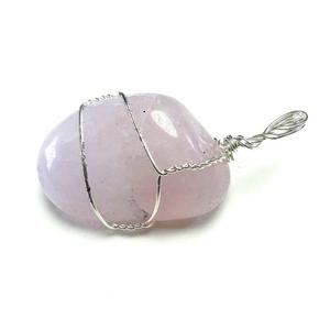 Haute qualité quartz rose fil enroulé pendentif Style classique Quartz cristal point pendentif pierres précieuses collier guérison grossiste - Product Image 4