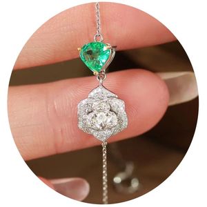 Xinfly Diamond 18k Real Gold Vivid Green 0.5ct Emerald Earl <b>Flower</b> Heart <b>Bracelets</b> Fashion Jewelry - Product Image 1
