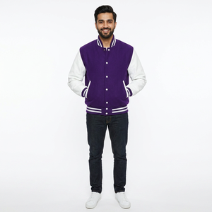 Custom Luxury Black Varsity Jackets Jacket Men <b>Leather</b> Sleeve Letterman Varsity Jacket for Men In Wholesale Price - Product Image 1
