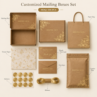 Boîtes d'expédition en carton ondulé biodégradable personnalisées, boîte d'emballage imprimée sur mesure avec logo doré, ensemble de boîtes en papier