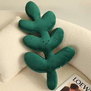 Almohada de felpa suave con forma de hoja para el hogar, cojín decorativo con forma de planta de hojas en 3D, 2022