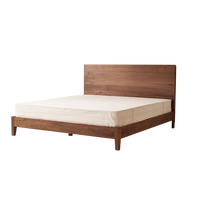 Lit double en bois massif de noyer noir, style nordique minimaliste moderne, avec tête de lit, écologique et durable, pour chambre principale