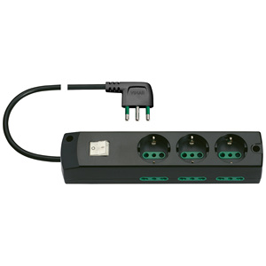 Vimar Power Strip 3 Outlets 17.5 Cm With Switch Black - Product Image 1