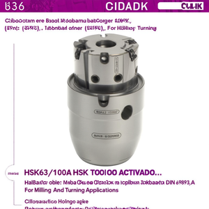 Portaherramientas HSK63/100A DIN 69893/A para aplicaciones de fresado y torneado - Product Image 2