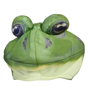 1536 Visible Fabric Soft Mascot Frog Mask Halloween Face Green Costume Cute Animal Head Frog Mask
