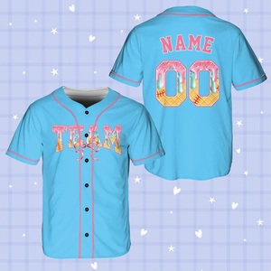 Camiseta de fútbol personalizada con goteo de lazo Coquette Camiseta de béisbol personalizada con goteo de helado Regalo de amante - Product Image 5