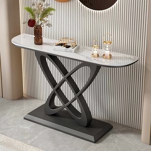 <span class=keywords><strong>Mesa</strong></span> Consola de Entrada de Metal de Estilo Italiano Moderno y Contemporáneo con Tapa de Pizarra, Diseño de Lujo <span class=keywords><strong>para</strong></span> Montar en la Pared, <span class=keywords><strong>para</strong></span> Sala de Estar - Product Image 4
