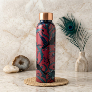 Botella de agua de cobre esmaltado Meenakari india hecha a mano, a prueba de fugas, con beneficios ayurvédicos antiguos para la salud, botella de cobre puro. - Product Image 1
