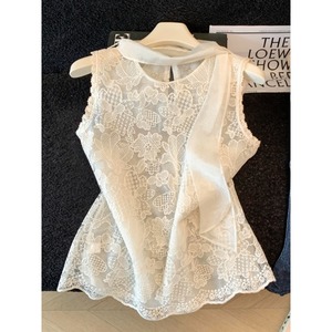 Nouvelle Collection 2026 – Débardeur en Dentelle Florale Transparente Chic à la Française avec Ruban en Mousseline pour Superposition – Vente en Gros - Product Image 2