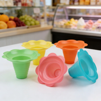 Gobelets en plastique PET transparents de qualité alimentaire, imprimés avec logo personnalisé, pour crème glacée/cone de neige, 4oz, 8oz, 12oz