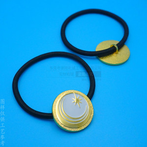 Élastique à cheveux en métal peint avec motif étoile et lune, en alliage électroplaqué, pour queue de cheval, idéal comme cadeau, couleur personnalisable disponible - Product Image 2