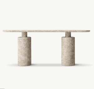 Meubles de salon modernes et luxueux, table console en pierre naturelle travertin - Product Image 2