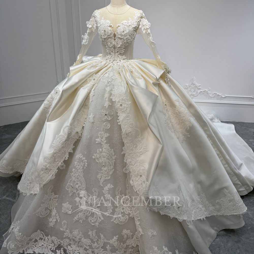 Buy In Bulk Champagne Satin Wedding Gowns Custom Color Options Available