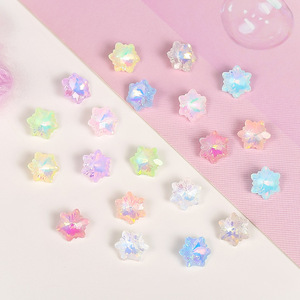 Strass en verre cristal flocon de neige à dos plat, colorés, pour accessoires de nail art DIY, effet bling-bling - Product Image 4